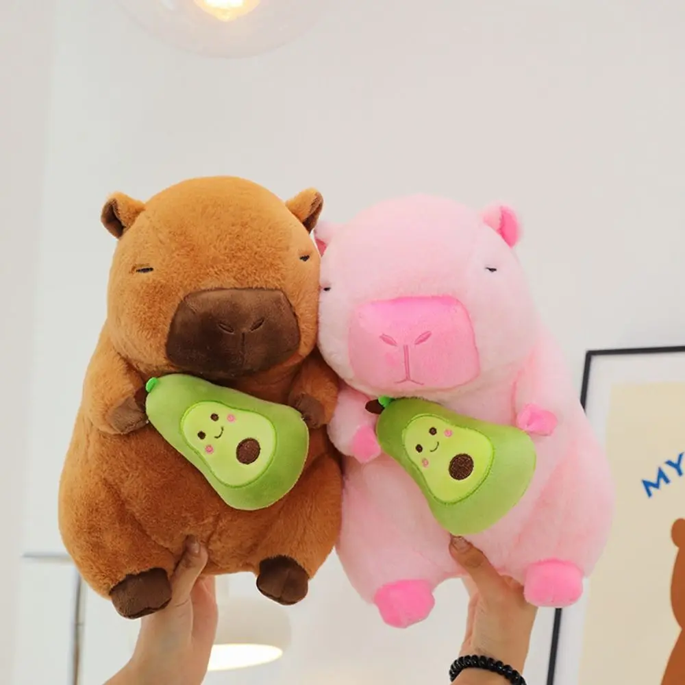 PP Katoen Avocado Capibara Knuffel Simulatie Pluizige Capybara Pluche Pop 30 cm Roze Capibara Anime Pluizig Speelgoed Home Decor