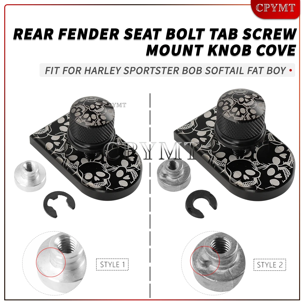 

Billet Aluminum Rear Fender Seat Mount Bolt Screw Nut Tab Cover fit For Harley Sportster XL Dyna Softail Touring Street Glide