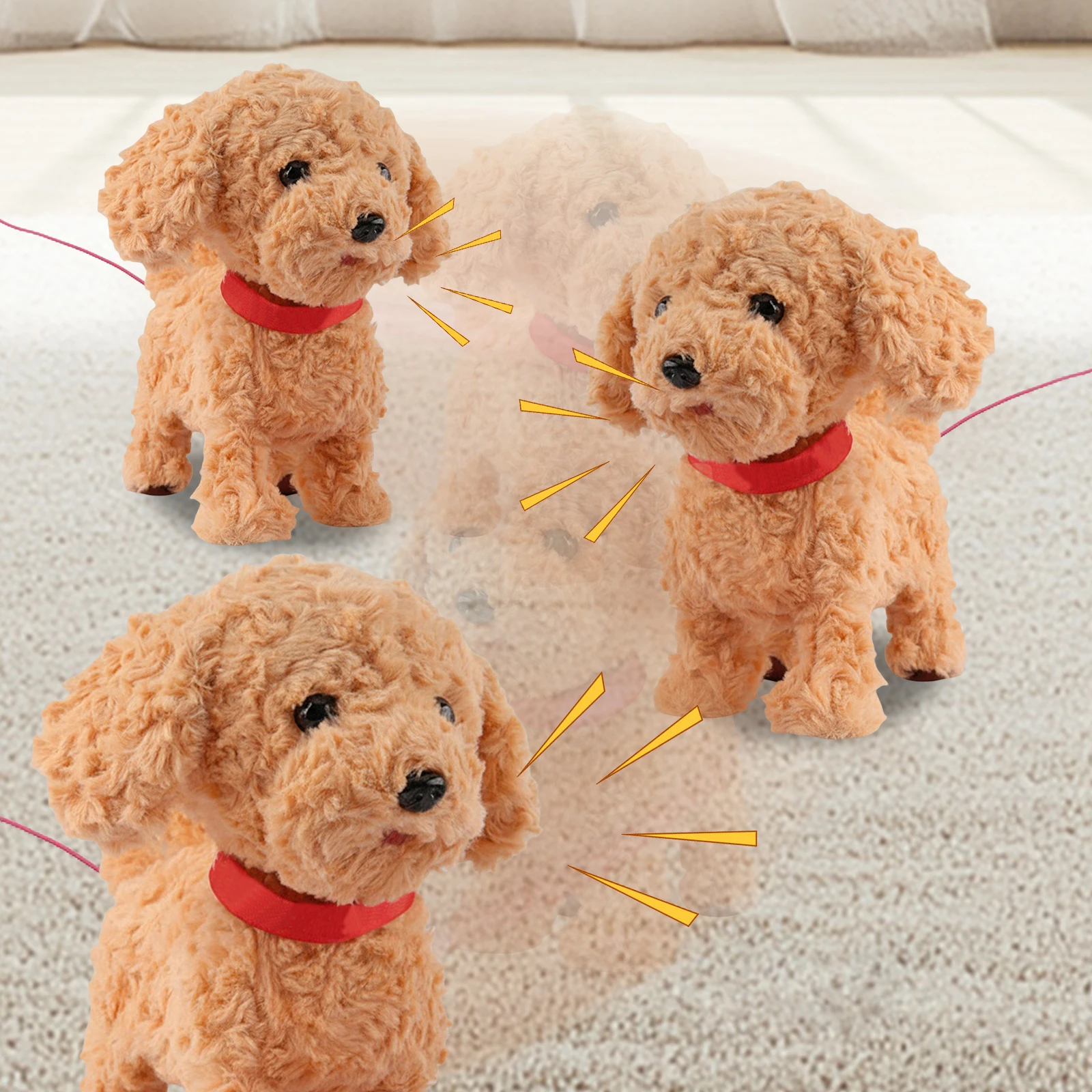 Robot interactivo para cachorros y perros, juguete realista AI para mascotas, juguete electrónico de peluche suave para ladrar y caminar, regalos para niños