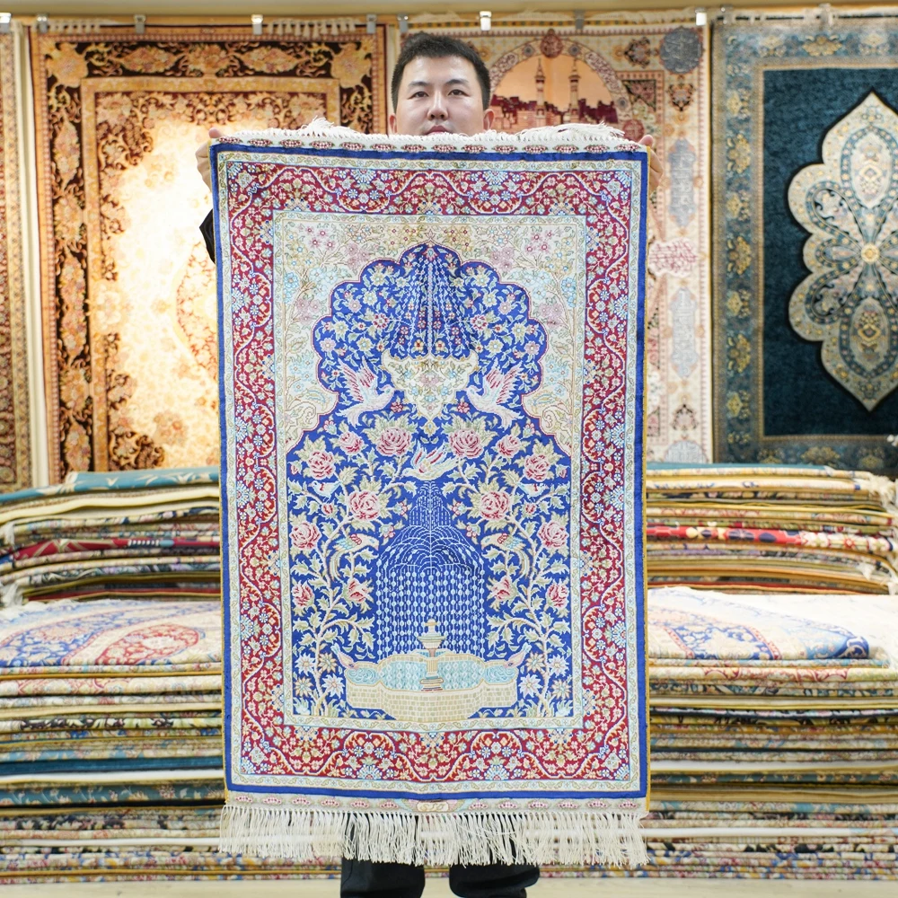 61x91cm Handknotted Silk Carpet Animal Scene Tapestry Indoor Rug (TJ455A)