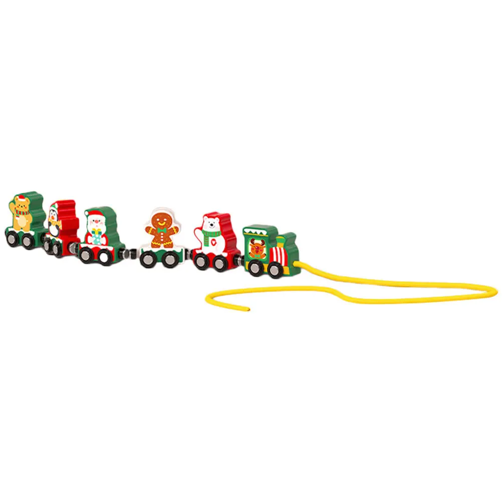 

Christmas Train Decor Magnetic Mini Wooden Iron Train Ornament Lightweight Compact Festive Table Decor Holiday Party Supplies