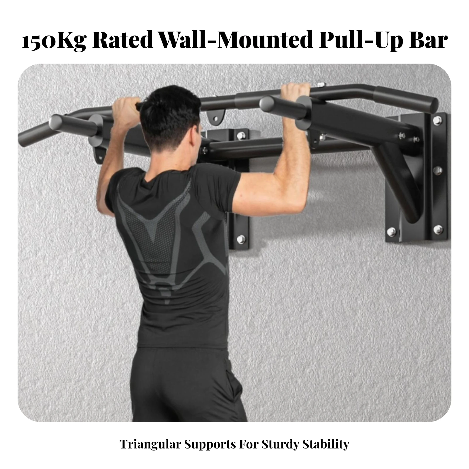 Wall-Mounted Pull-up Bar Heavy-Duty Wall Pull-up Bar Fitness Equipment Sturdy Space-Saving for Athletes, Home Gym, Garage