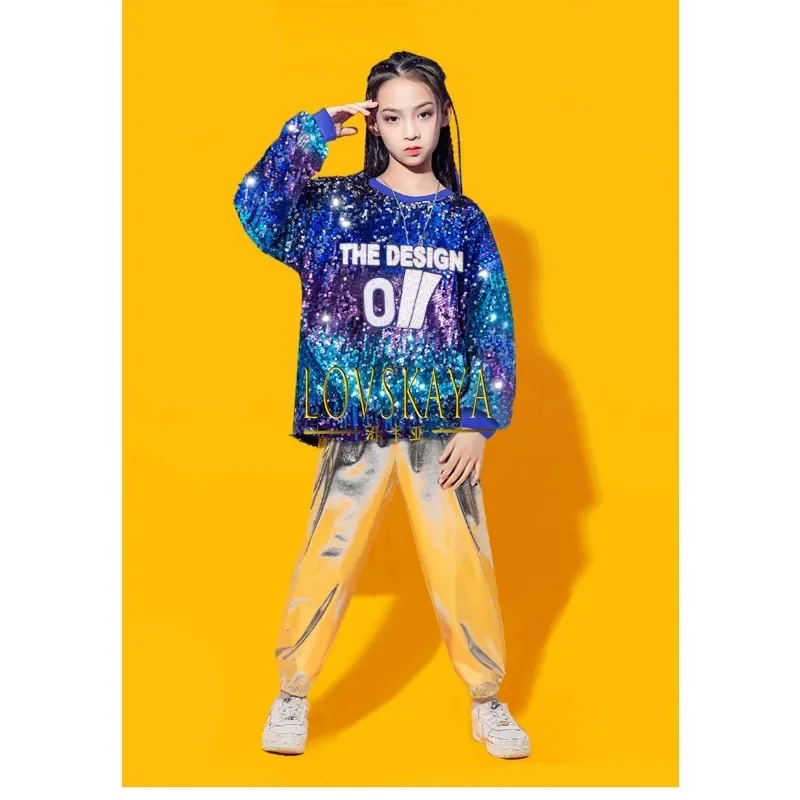 Performance costume set stand drum dance stage children's street dance trend costume jazz dance costume girl hip-hop