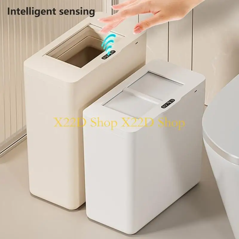 X22D Automatic Waste Bin, USB Rechargeable Touch Freely Trash Can for Renters, Bathrooms, and Kitchen Edges