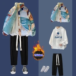 Winter Outerwear Sets Couples Double Sides Wear Valentine's Day Jacket Trousers Youth Keep Warm Windbreaker Cotton-padded Parkas