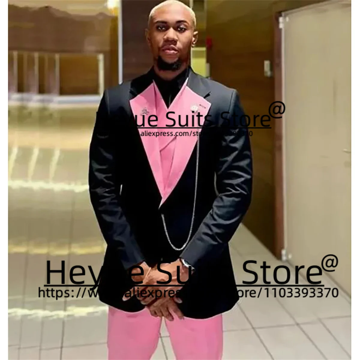 Handsome Black Slim Celebrity Wedding Formal Work Tailored Fashion 3 Pieces Sets High Qublity Male Blazer Costume Homme