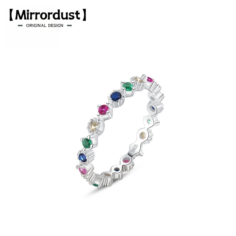 

【Mirrordust】Стерлинговое серебро 925 пробы, оригинальный дизайн, клеверное сердце, CZ, полоса вечности, штабелируемое модное кольцо для женщин, изящные ювелирные изделия