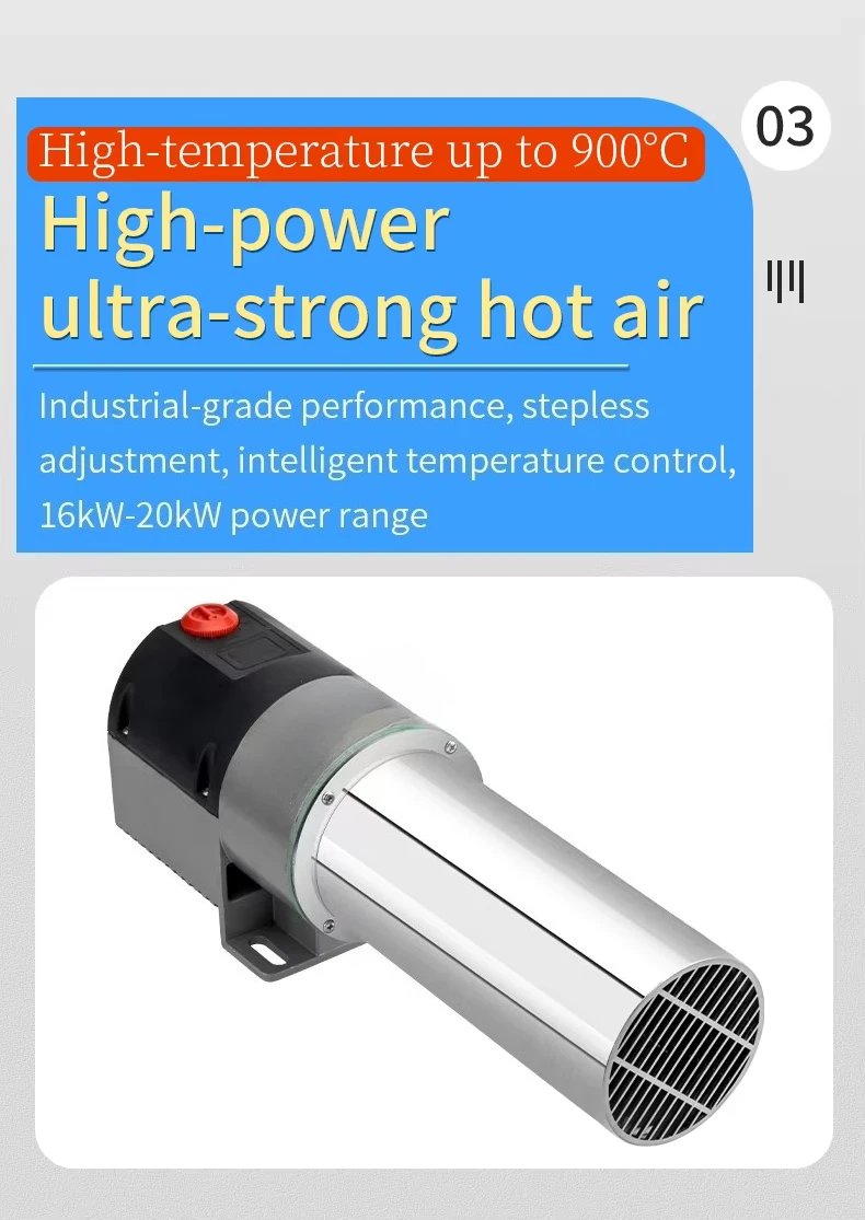 High Temperature 15kw 20kw Corded Heat Gun Air Blower Hot Air Hose Tools High Pressure Industrial Process Heaters