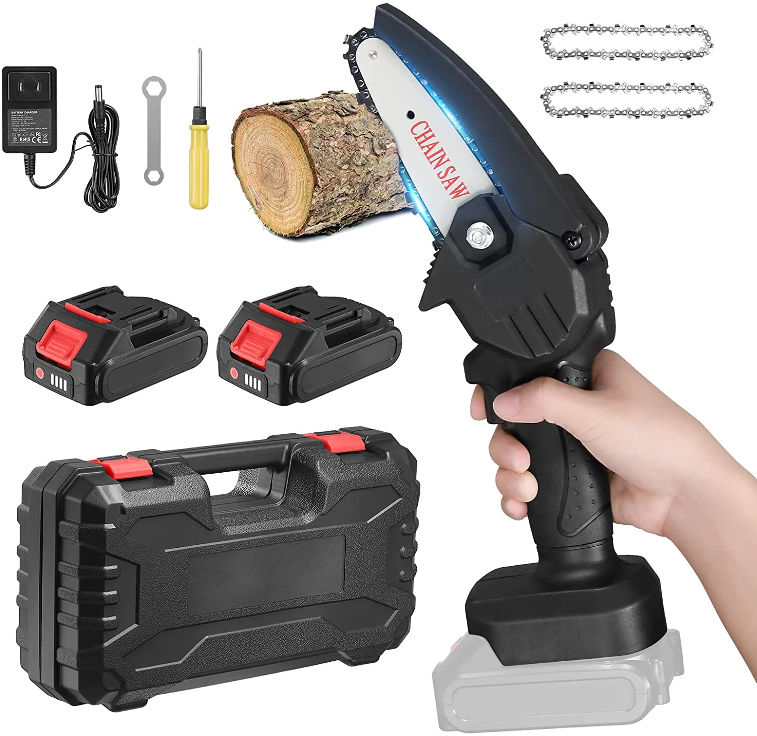 

CS01 4/6-Inch Mini Chain Saw Machine Price Cordless 21V Electric Chainsaw With Rechargeable Battery Chainsaw