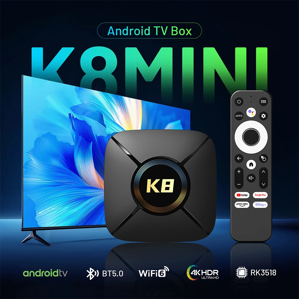 HK1 RBOX K8 MINI Android 14 TV Box 4K HDR 2.4G 5G Wifi6 BT USB3.0