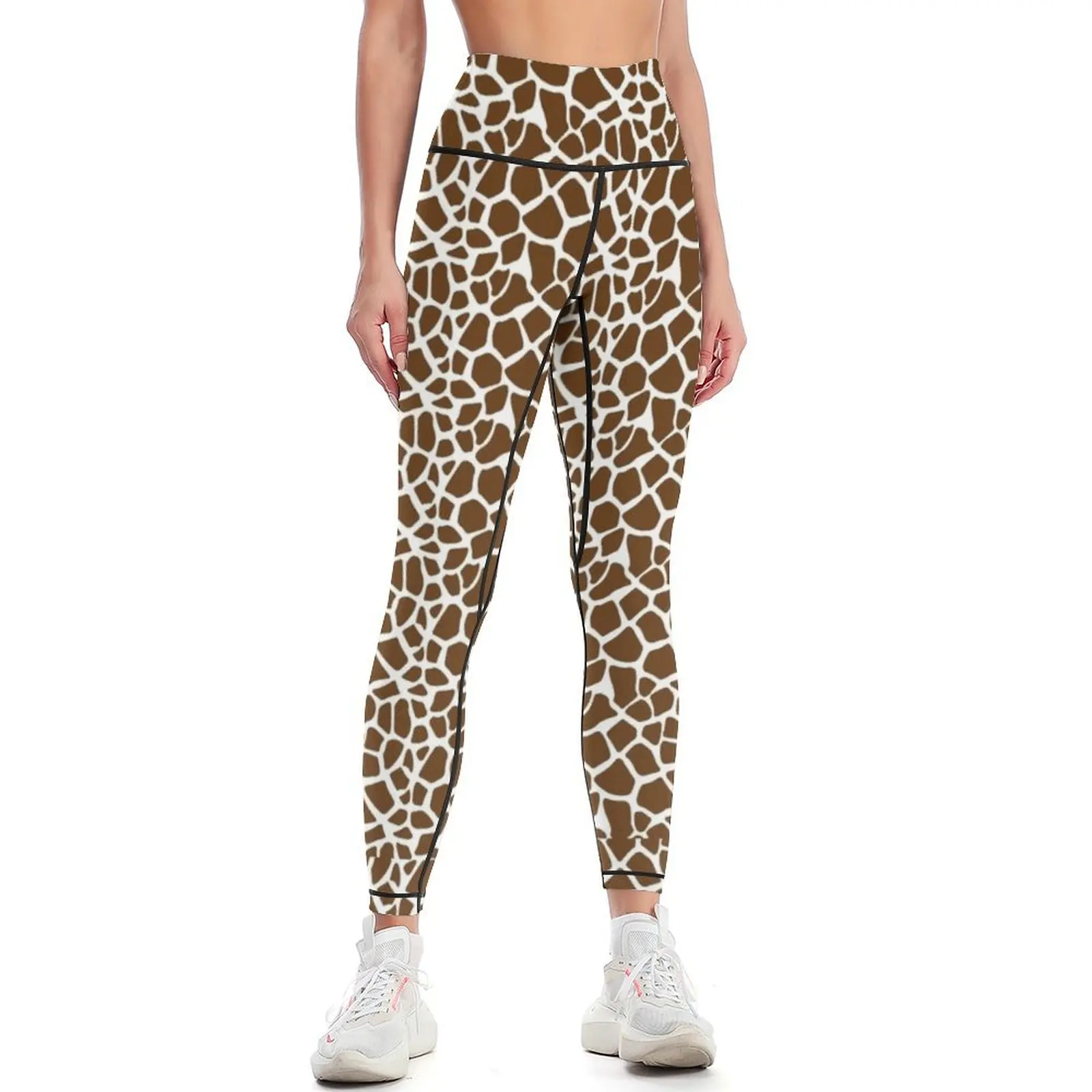 Brown and White Giraffe Print Leggings Women's sportswear trousers Women's sports pants Womens Leggings