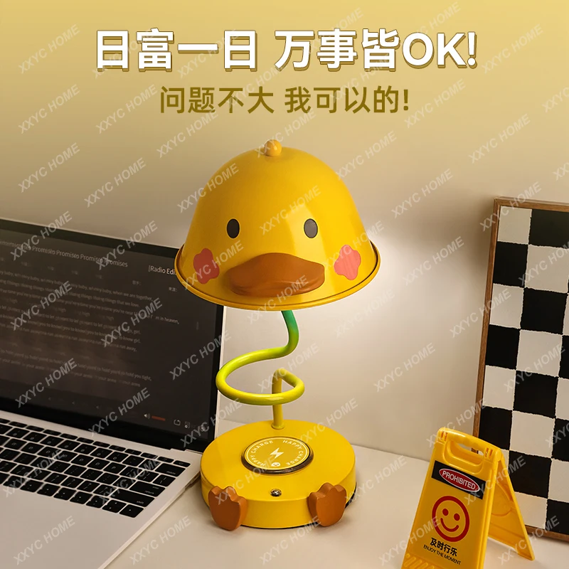 Bedside lamp 2025 new girl bedroom children charging cute duck desk lamp night night light premium sense