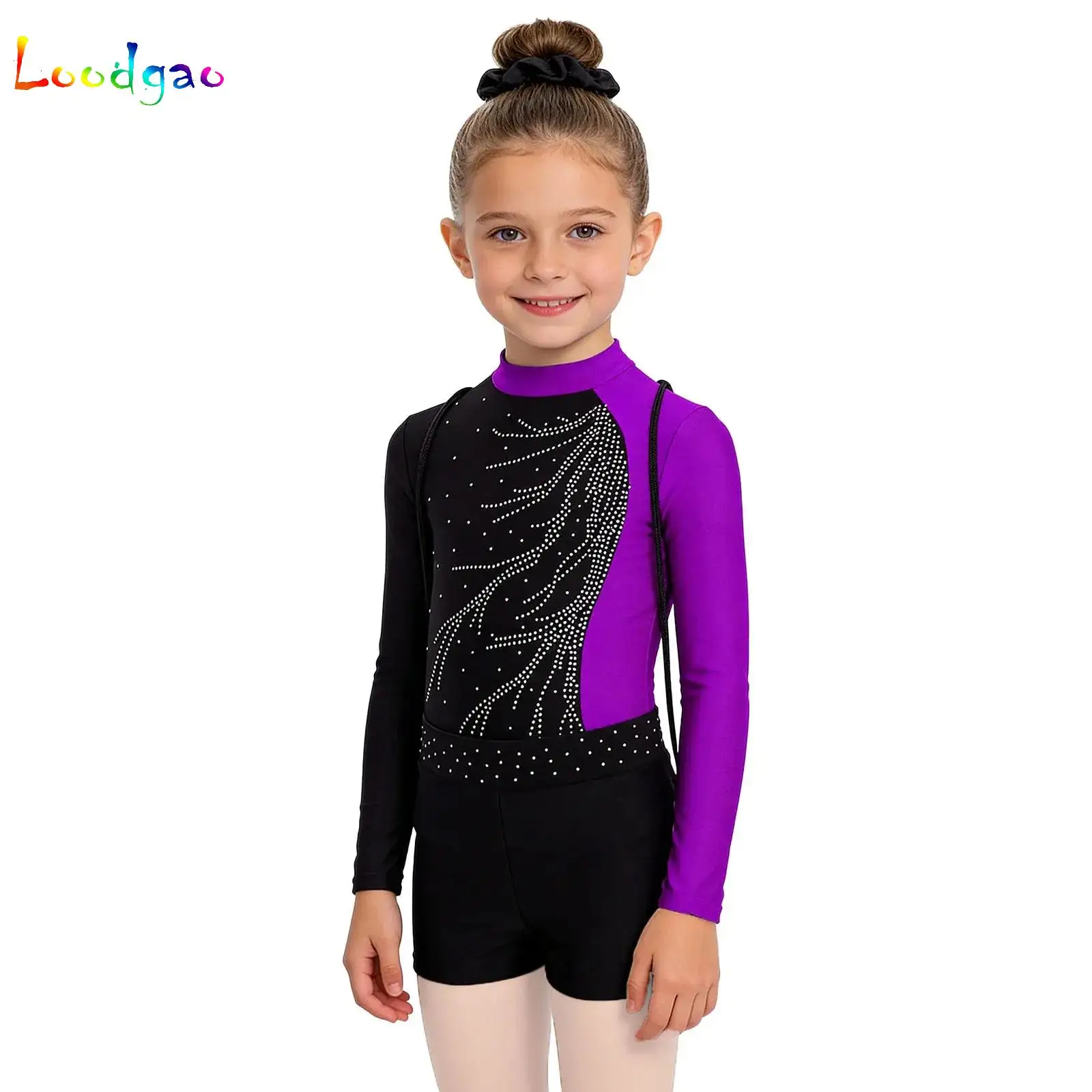 

Long Sleeve Child Bodysuit Athletics Costume for Kids Girls Rhythmic Gymnastics Figure Skating Ballet Dance Performance Outfit