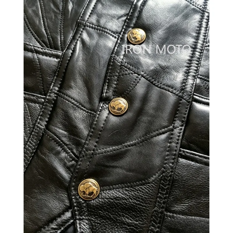 Big Leather Motorcycle Vest Route 66 Emblem Biker Waistcoat Sleeveless Moto Riding Gilet Punk Vintage Jacket for Motorbike Club