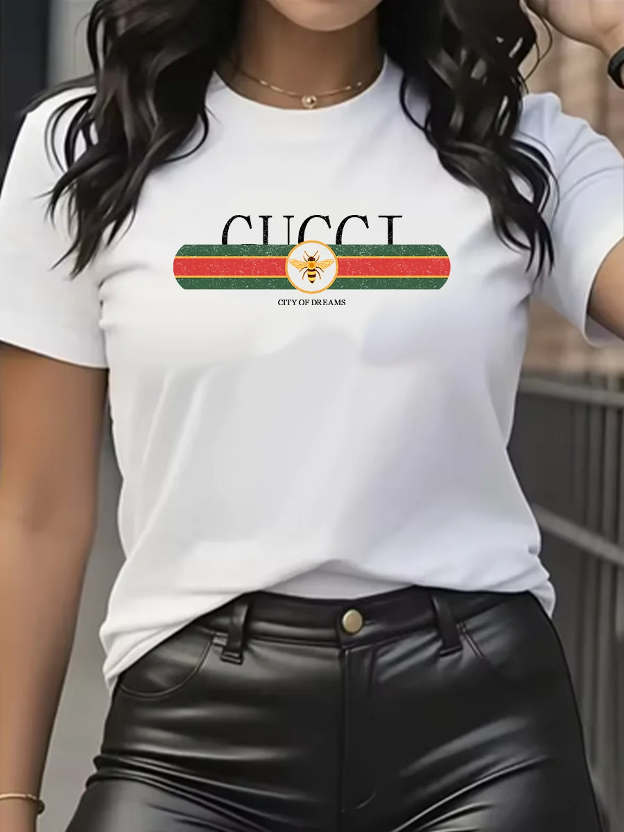 2026 Women's Sporty Casual Print T-Shirt – Breathable, Moisture-Wicking, Lightweight, Soft Round Neck Short Sleeve Top