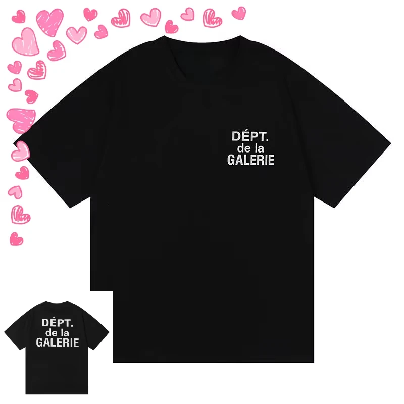 Novedad de verano, camiseta de manga corta de doble hilo con estampado clásico de marca de moda para hombres y mujeres