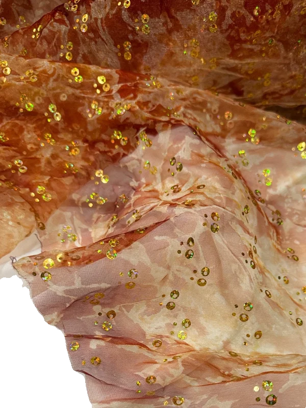 Misty gradient dyed sequins organza fabric sewing stage performance costumes handmade DIY chiffon fabric