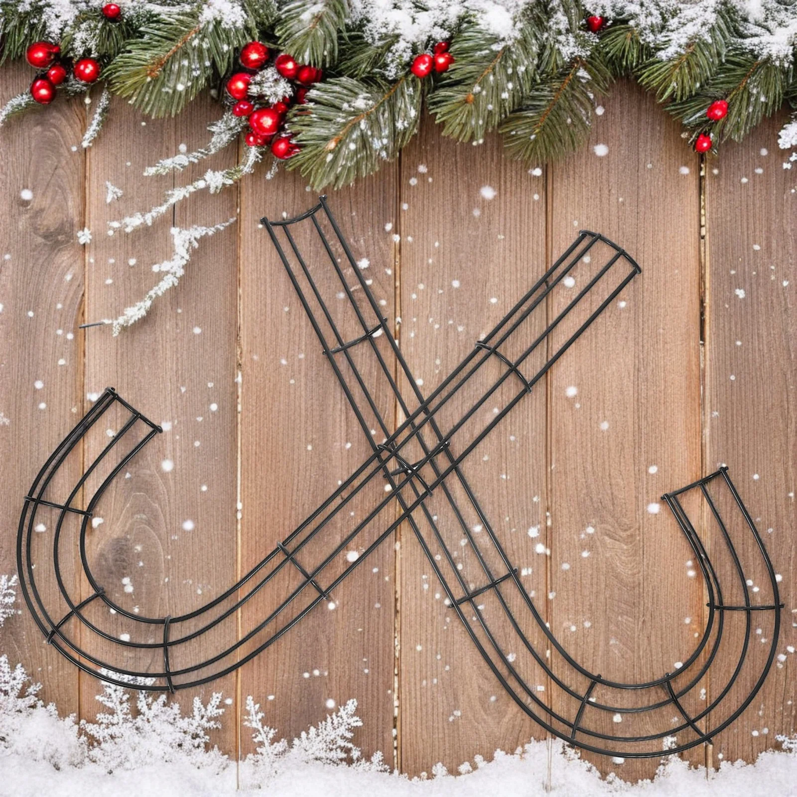 

2 PCS Wreath Frame for Crafts Candy Cane Form Wire Floral Metal Hoop Decoration Circle