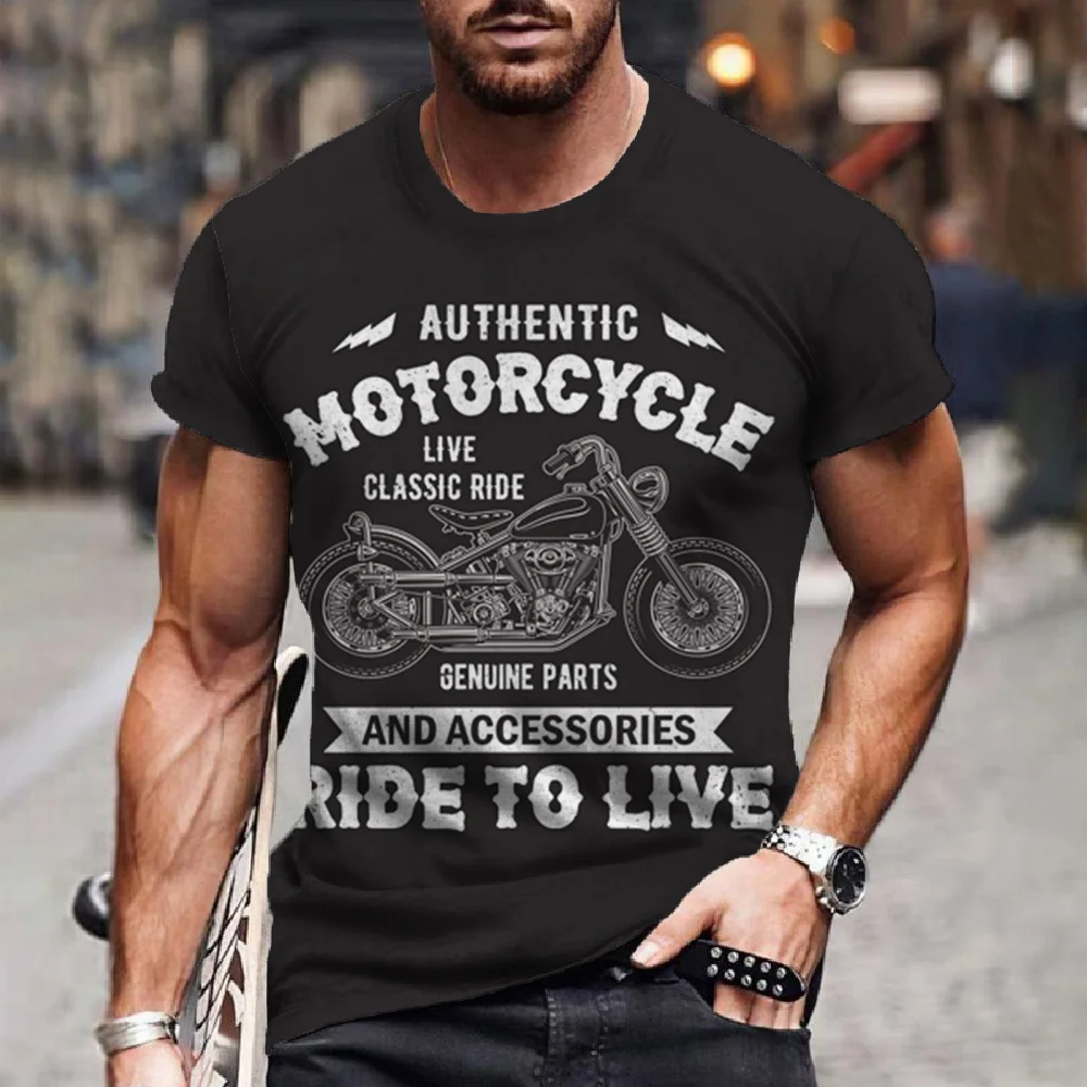 Retro Men’s T-Shirt 3d Printed Motorcyclist Graphic Popular Fashion Street Racing Style Summer Oversized T-Shirt Short Sleeve