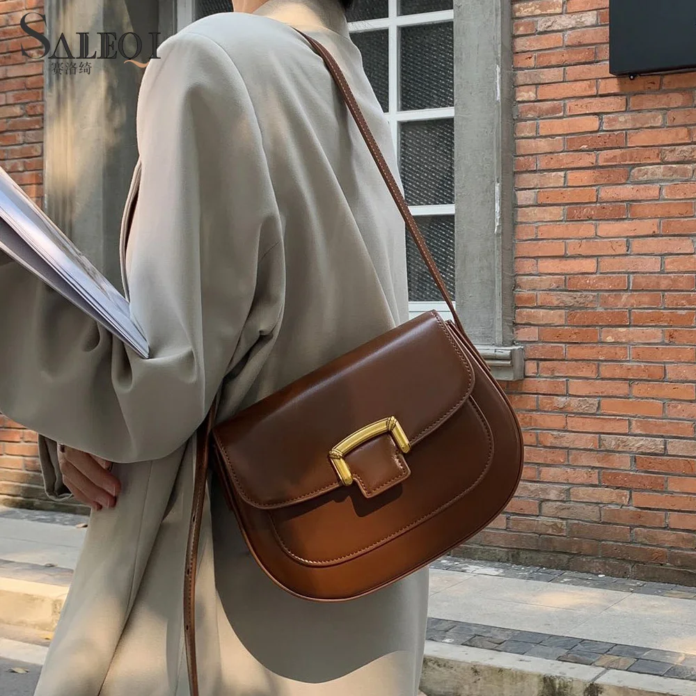 

Genuine Grade Leather Women's Shoulder Crossbody Saddle Bags Luxury Designer Brand Ladies Cowhide Underarm Bag for Woman Quality