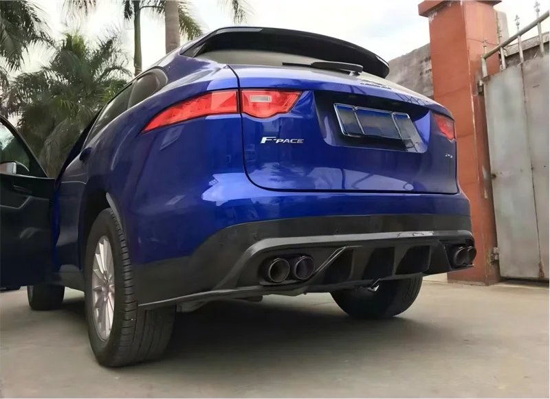 For Jaguar F-PACE 2016-2020 Real Carbon Fiber Car Rear Bumper Lip Diffuser Exhaust Port Splitters Spoiler Accessories Body Kit view 3