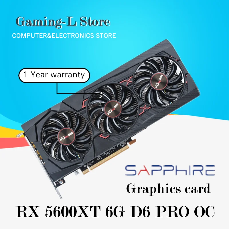 SAPPHIRE RX 5600XT 6G D6 PRO OC GAMING Video Cards Radeon RX 5600 xt 6GB GPU Graphic Card PCI Express 4.0 16X