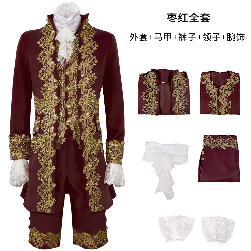 Medieval Vintage Jacket Prince Dress Gorgeous Palace Style Embroidered Lace Noble Formal Dress Stage Drama Performance Cosplay image 3