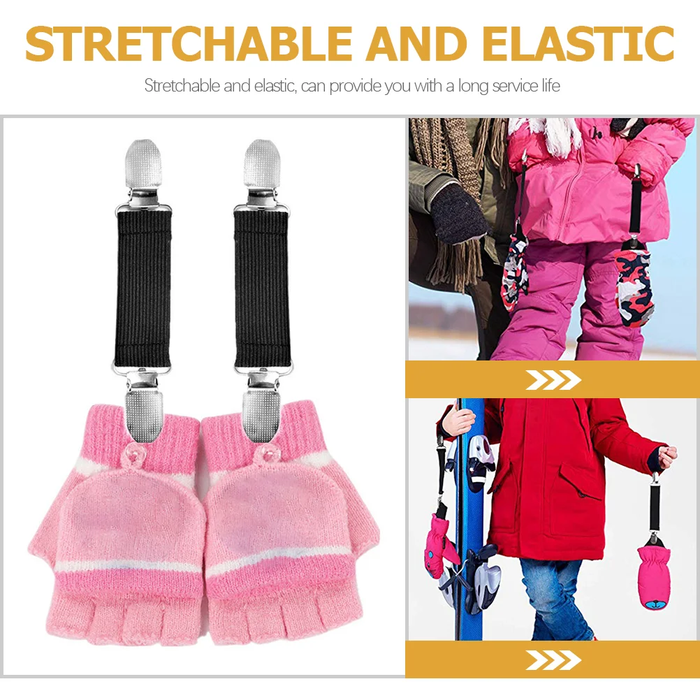 

4 Pcs Glove Clip Kids Winter Clips Fingerless Gloves Water Proof Reusable Mittens Elastic Band Child Men's