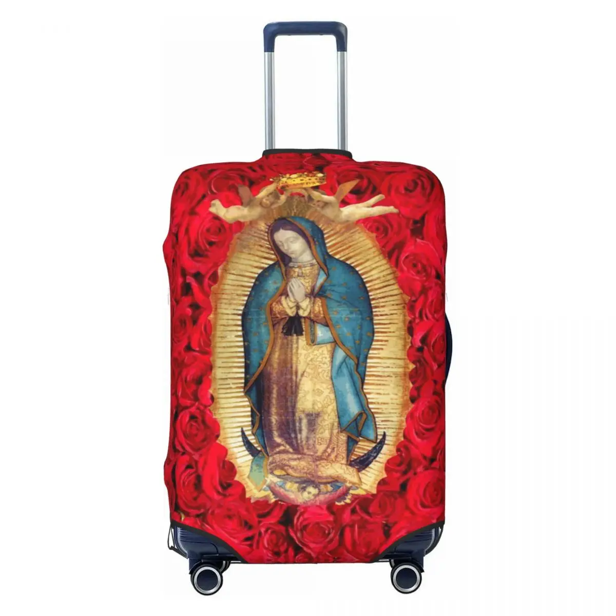 

Изготовленная на заказ Гваделупская Дева Мария с цветами, чехол для багажа, милый католический дорожный чемодан, защитный чехол для 18-32 дюймов