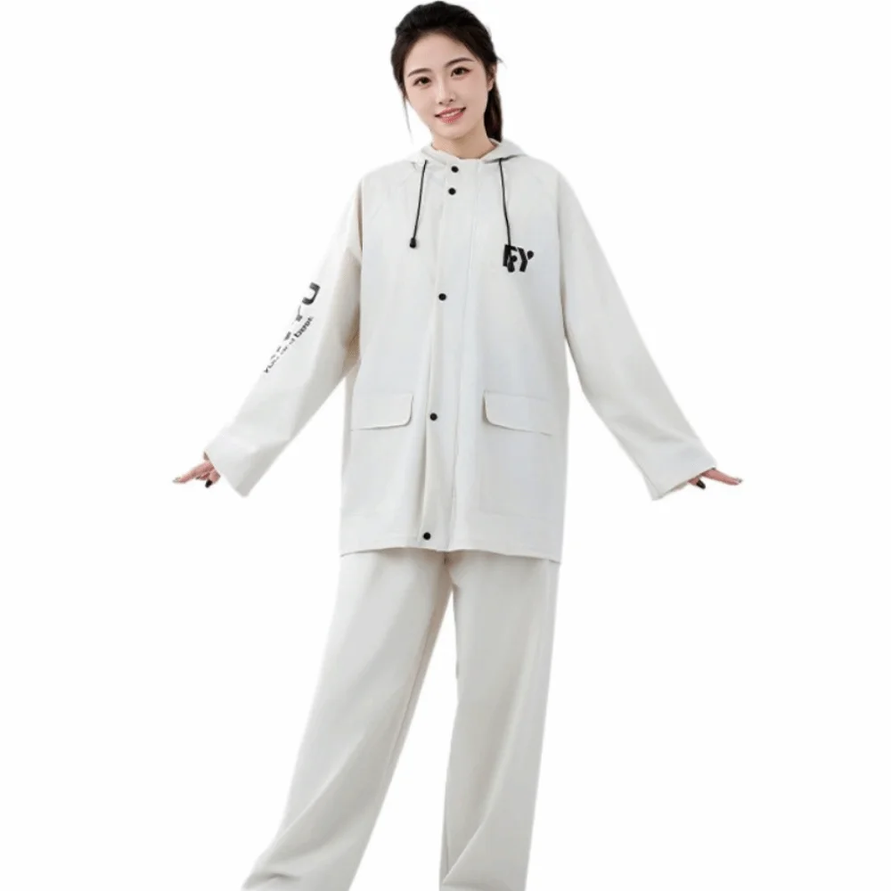 

With Reflective Strips Raincoat Rain Pants Suit Waterproof Soft Split Design Rainwear Professional Heavy Rainproof Suit