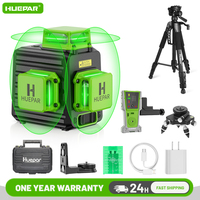 Huepar Laser Level 12 Lines 3D Green Lines Horizontal Vertical Cross Lines 360°Auto Self-Leveling Laser Tools with Hard Case