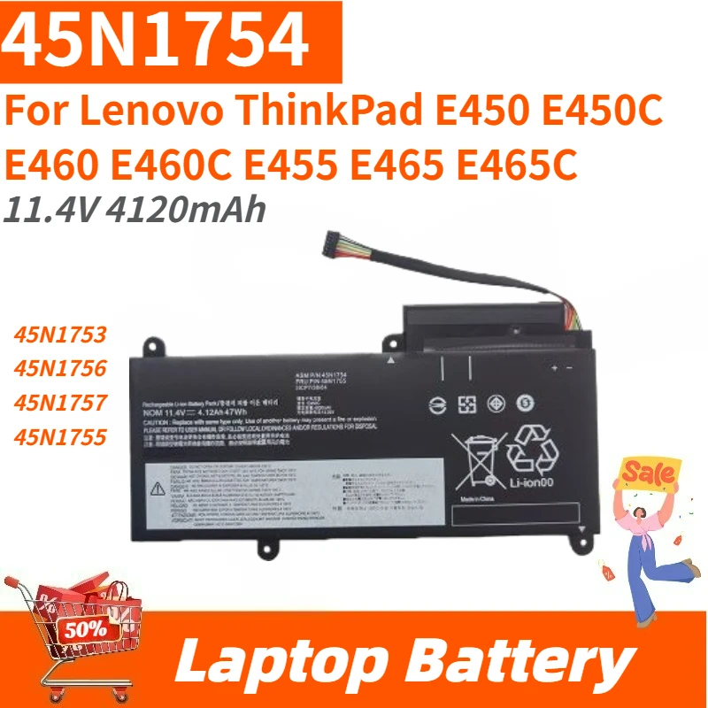 

High Quality E450C 45N1754 Laptop battery 11.4V 4120mAh For ThinkPad E450 E460 E450C E460C E455 E460C 45N1755 TP00083A Brand New