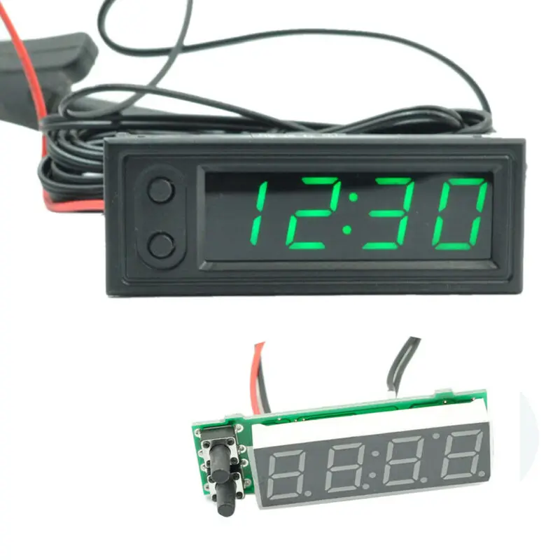 3in1 Car Thermometer Voltmeter Clock LED Digital Voltmeter Panel Meter 12V Car Electromobile Motorcycle Interior Parts