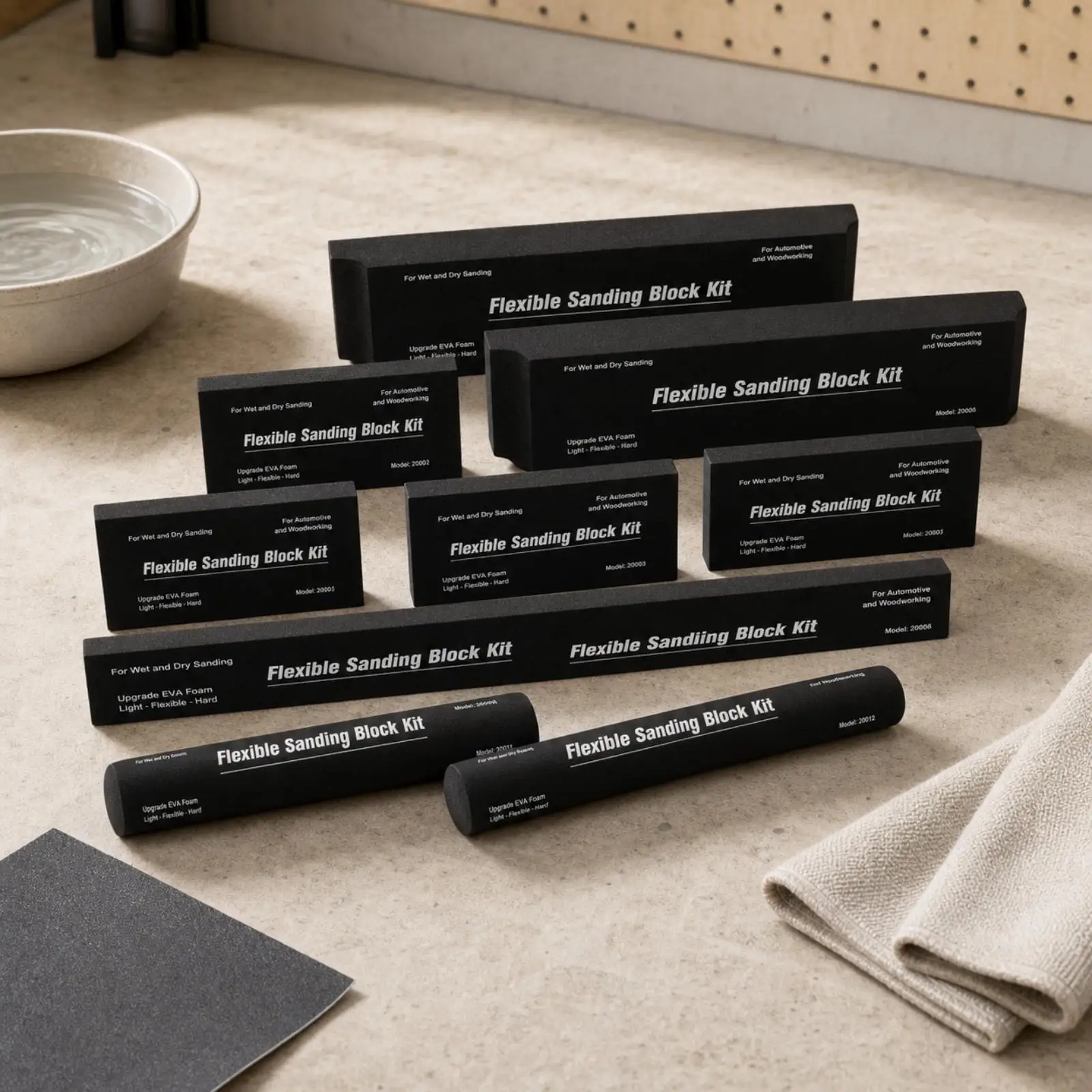Rectangular Foam Sanding Block Kit for DIY Projects Multi Tool Accessories Sanding Pad for Curved Flat Surfaces