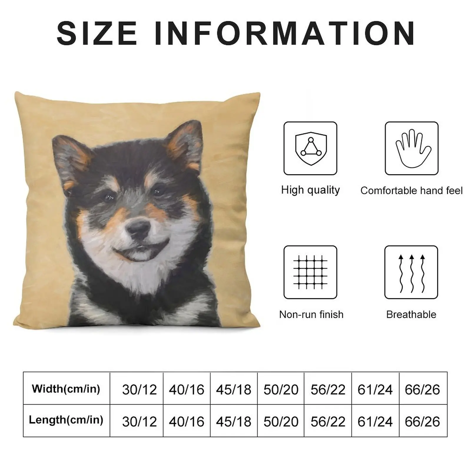 Shiba Inu (Black and Tan) Throw Pillow Throw Pillow Covers Pillow Case Christmas pillowcase