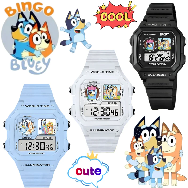 New Bluey Bingo Watch High Color Value Animation Cartoon Print Student Joker Sports Waterproof Fall Resistant Electronic Watch