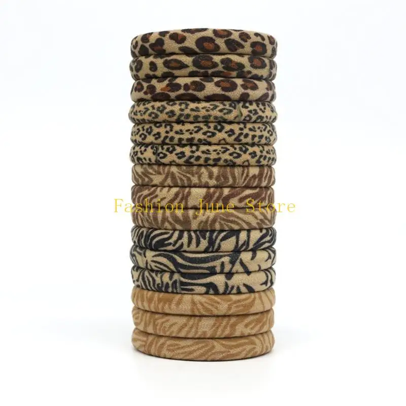 N5KA Elastic Polyester Hair Ties Leopard Print Hairband Adjustable Scrunchies for Stylish Women Practical Thick Hair Support