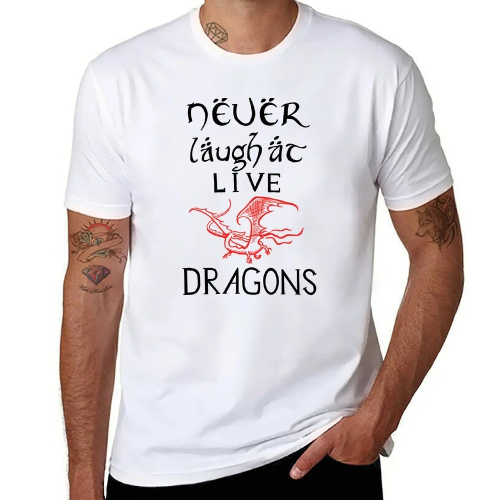 Live Dragons T-Shirt t shirts for man slim fit cotton tshirt 100% T-Shirt