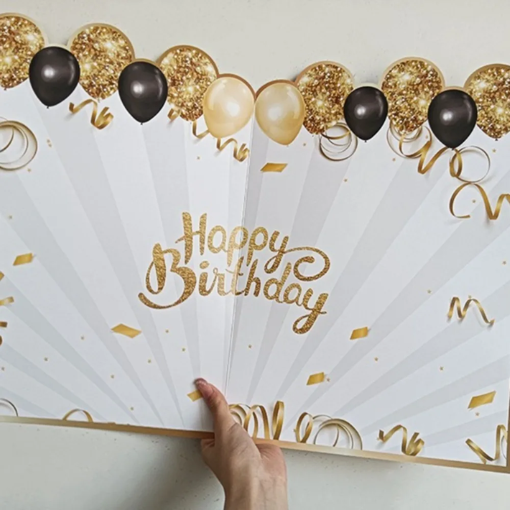 1 Stück Kreatives Papier-Gästebuch zum Geburtstag in Schwarz-Gold, Riesige Geburtstagsgrußkarte mit Botschaft zum Feiern – Detail 7