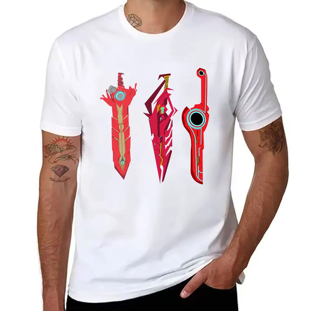 Men's Pure Cotton T-Shirt Xenoblade Chronicles Red Sword Monado Pneuma Game Print Casual Tee