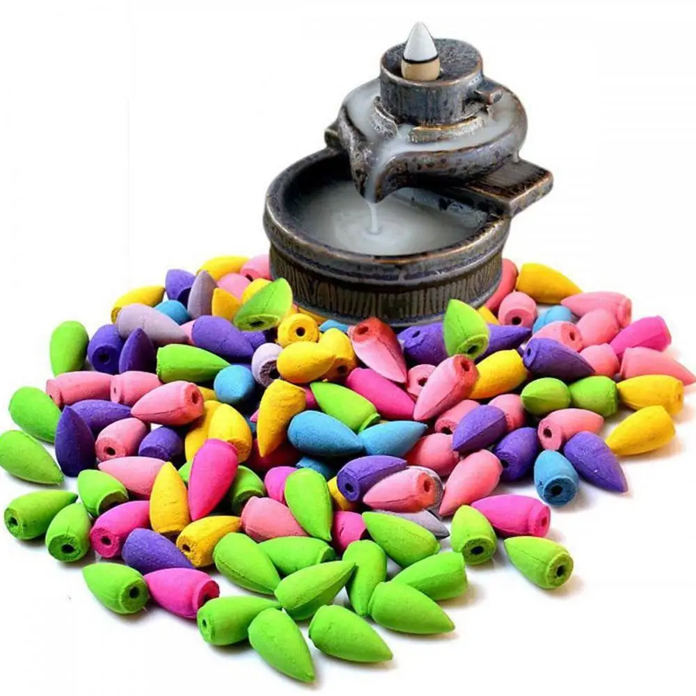 Mixed Waterfall Smoke Backflow Natural Incense Cone Incense Sandal Lavender Multi Scented Suitable for Places Tea Room Yoga Room