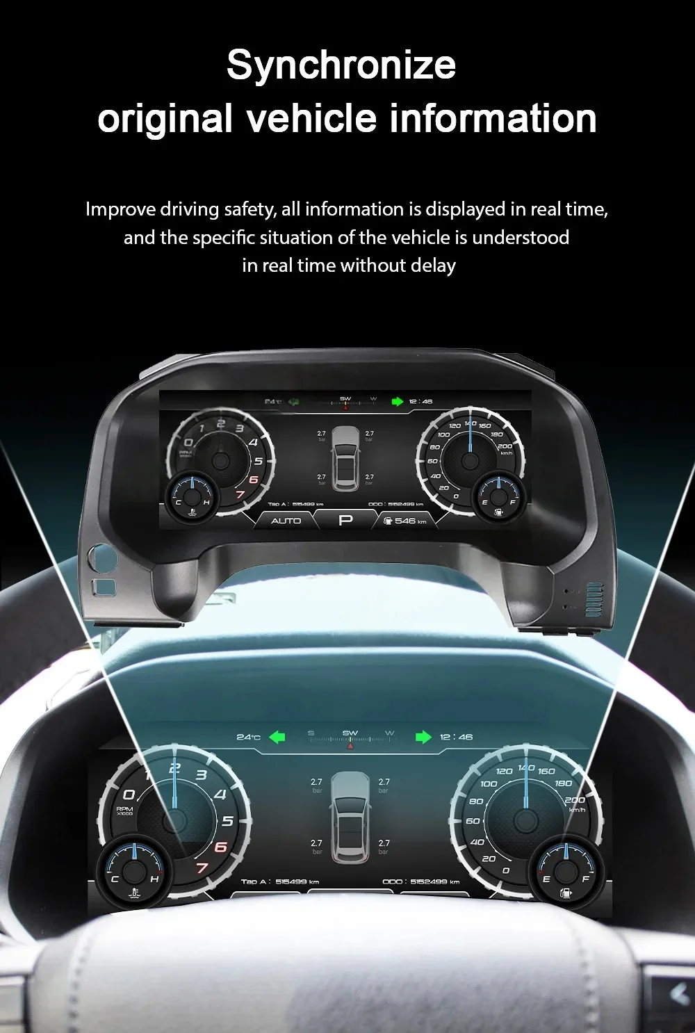 Car Digital Cluster For Toyota Land Cruiser Prado 2010-2020 Dashboard Lcd Instrument Virtual Cockpit Player Speedometer