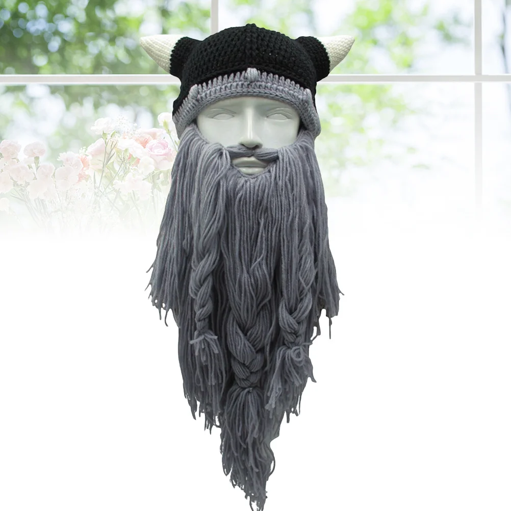 

Festival Hat Birthday Party Woolen Cap Lightgray Full Beard Adult Wearable Fun Accessory Unique Gift Idea