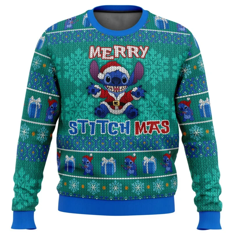 Mannen en vrouwen Cartoon Anime Stitch Kerstsweater, Kerstman Pullover, Nieuwe Mode, Herfst, Winterkleding, Tops, Gif