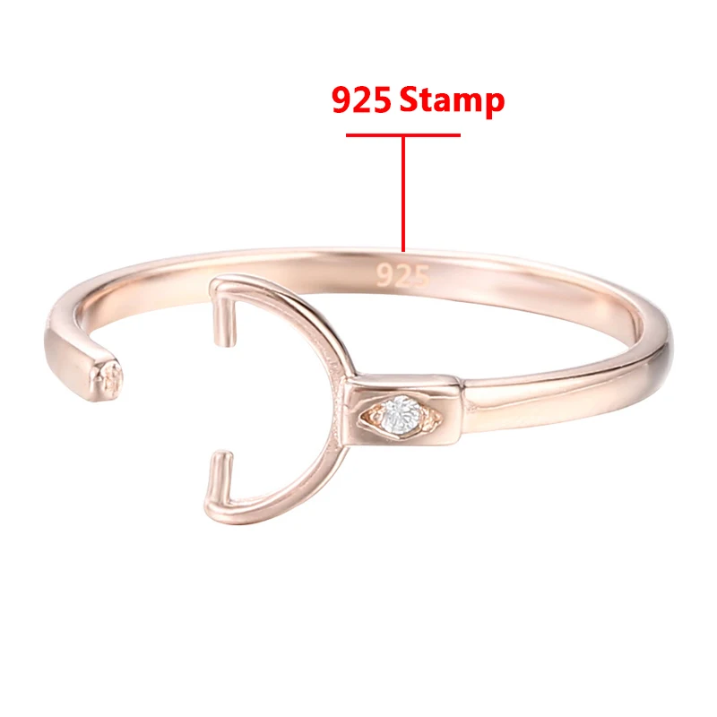 925 Sterling Silver 5.5x7 MM Silver/Gold/Rose Gold Color Men's Women's Blankes Ring Bracket Tray Setting Cabochon DIY Jewelry