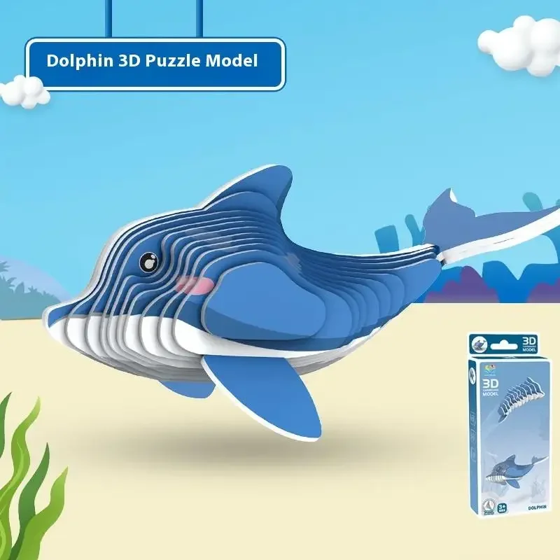 1 Set FAI DA TE Assemblaggio Manuale Modello Giocattolo 3D Animale Puzzle Narvalo Puzzle Educativi Mare Animale di Carta Montessori Giocattoli