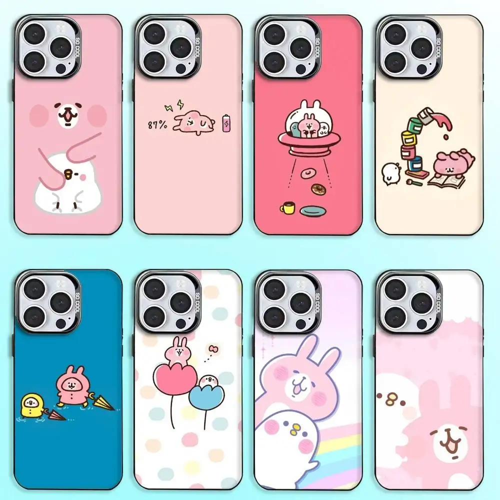 

K-Kanahei Pink Bunny Phone Case For iPhone17,16,15,14,13,12,11 Plus,Pro Max Colored Silver Plated Inside Cover