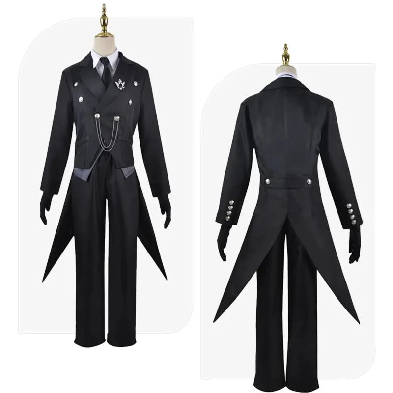 Black Butler Kuroshitsuji Sebastian Michaelis Costume Cosplay Parrucche Uniformi Halloween Anime Cosplay Tuxedo Suit Adesivo per tatuaggi