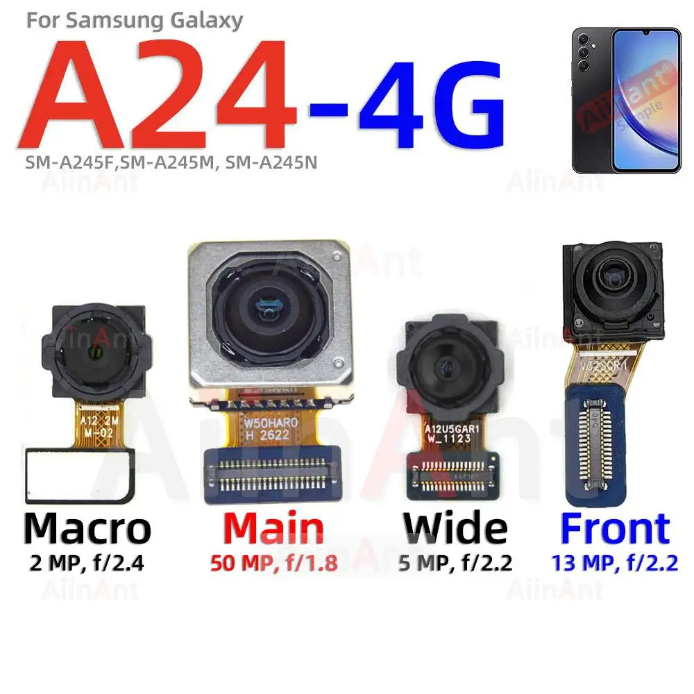 

Aiinant Camera Back Front Small Macro Depth Wide Main Rear Camera Flex Cable For Samsung Galaxy A24 5G 4G A245 A245 Phone Parts