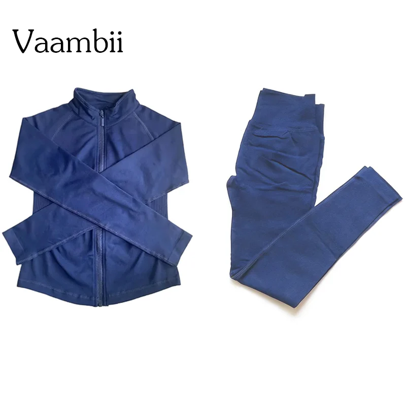 Dyna Zippy+Leggings High Waist Leggings Gym Clothes Two Piece Set Yoga Coat Sports Top Long Sleeve Jacket  Fitness Breathable